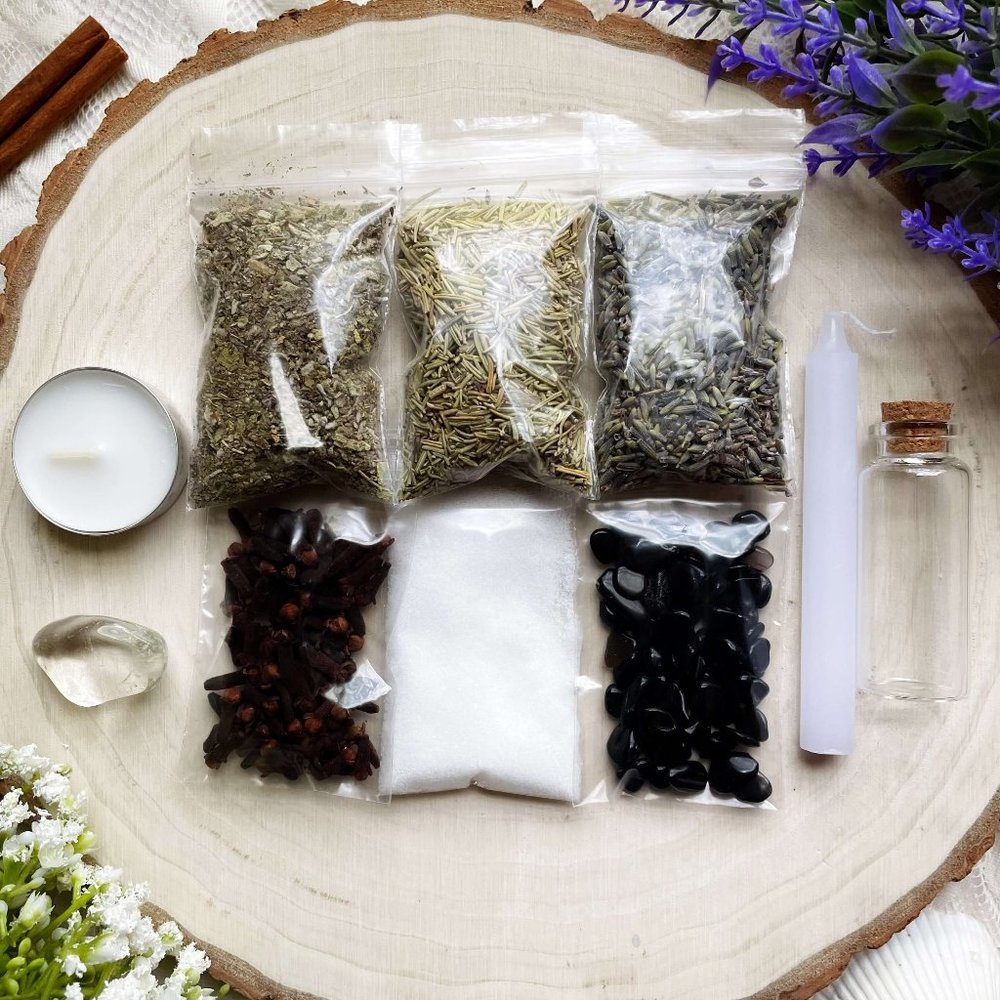 Large Protection Spell Kit Herbs Crystals Candles Spell Magic Witchcraft Wiccan